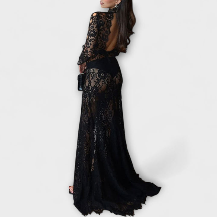 Antonie | Maxi šaty z průhledné krajky v odstínu Midnight Elegance