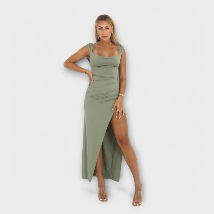 Barbara | Elegantní midi šaty oni strečové latky