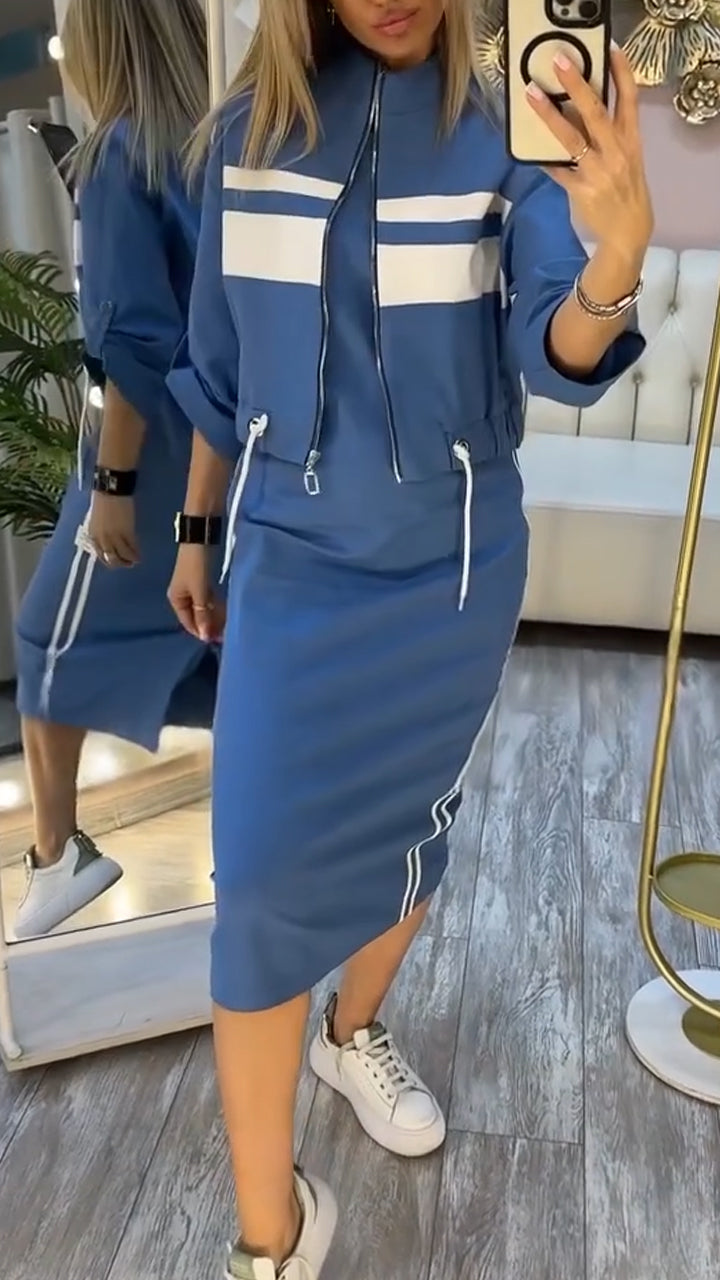 Feyra™ - Uvolněný a stylový set sšaty a bundou pro ženy