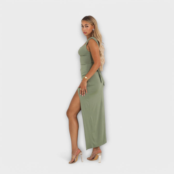 Barbara | Elegantní midi šaty oni strečové latky