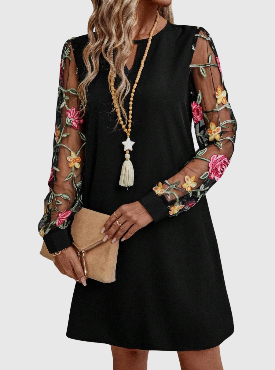 Jolanta | Elegantní šaty s výstřihem do a výraznými rukávy