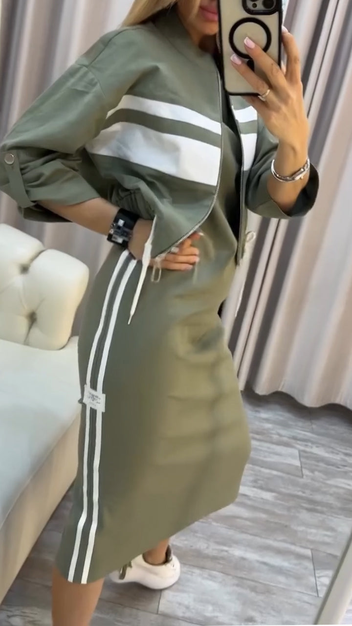 Feyra™ - Uvolněný a stylový set sšaty a bundou pro ženy