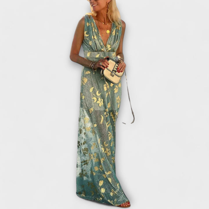 Elvíra | Maxi šaty s okázalými detaily a výstřihem do V