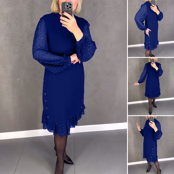 🔥👗 【S–5XL】Nové módní, volné šaty s volánem, jednobarevné, s dlouhým rukávem
