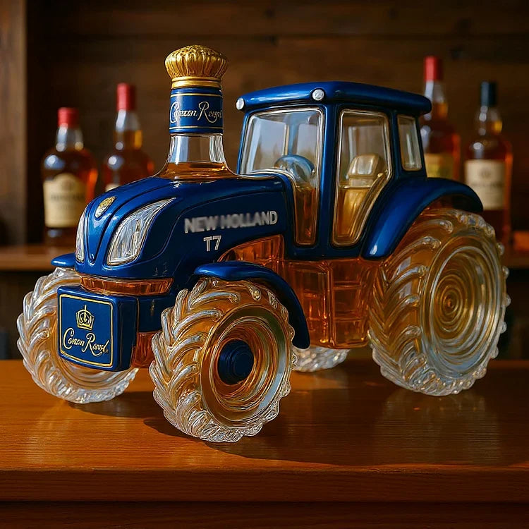 Klasická láhev whisky ve tvaru traktoru New Holland T7