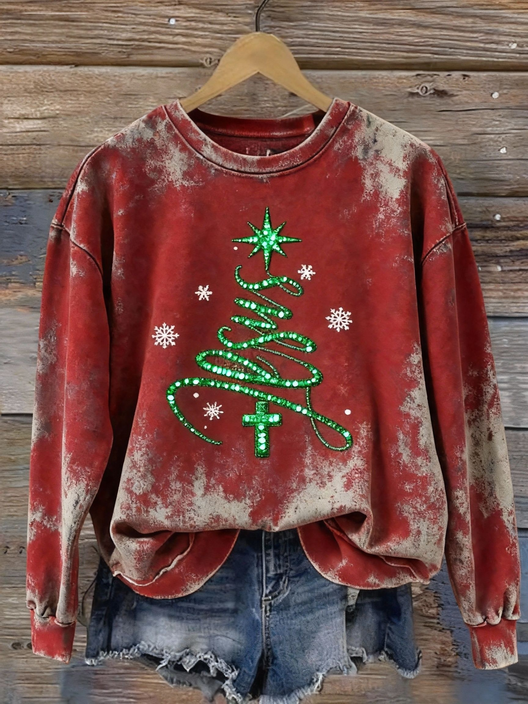 Dámská ležérní vánoční mikina s motivem „Faith“.