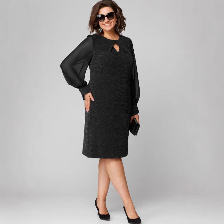 Dámské šaty v jednobarevném provedení s kulatým výstřihem