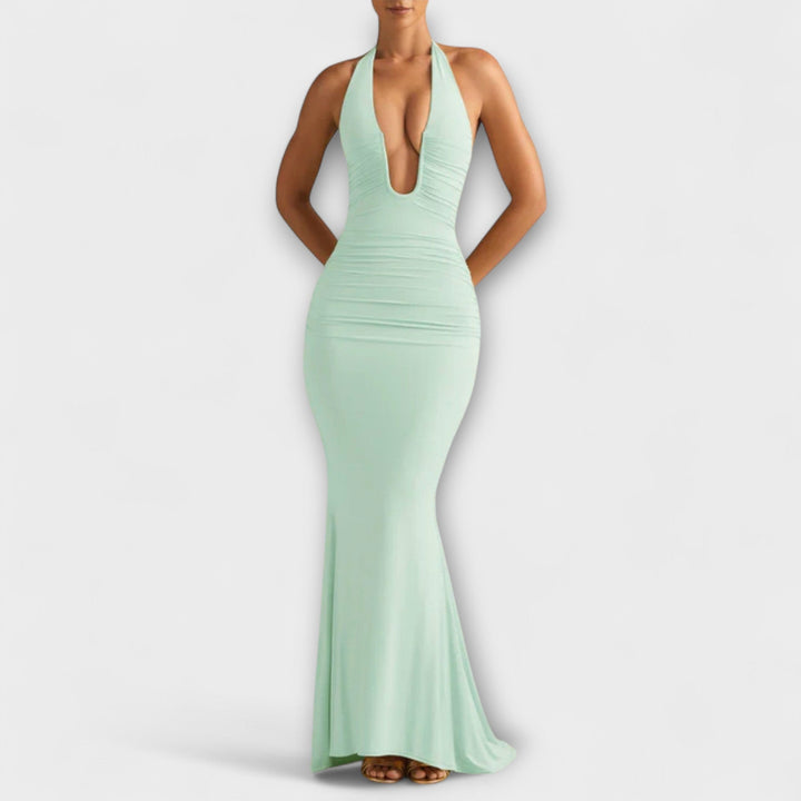 Hedvika šaty s halter výstřihem a odhalenými zády