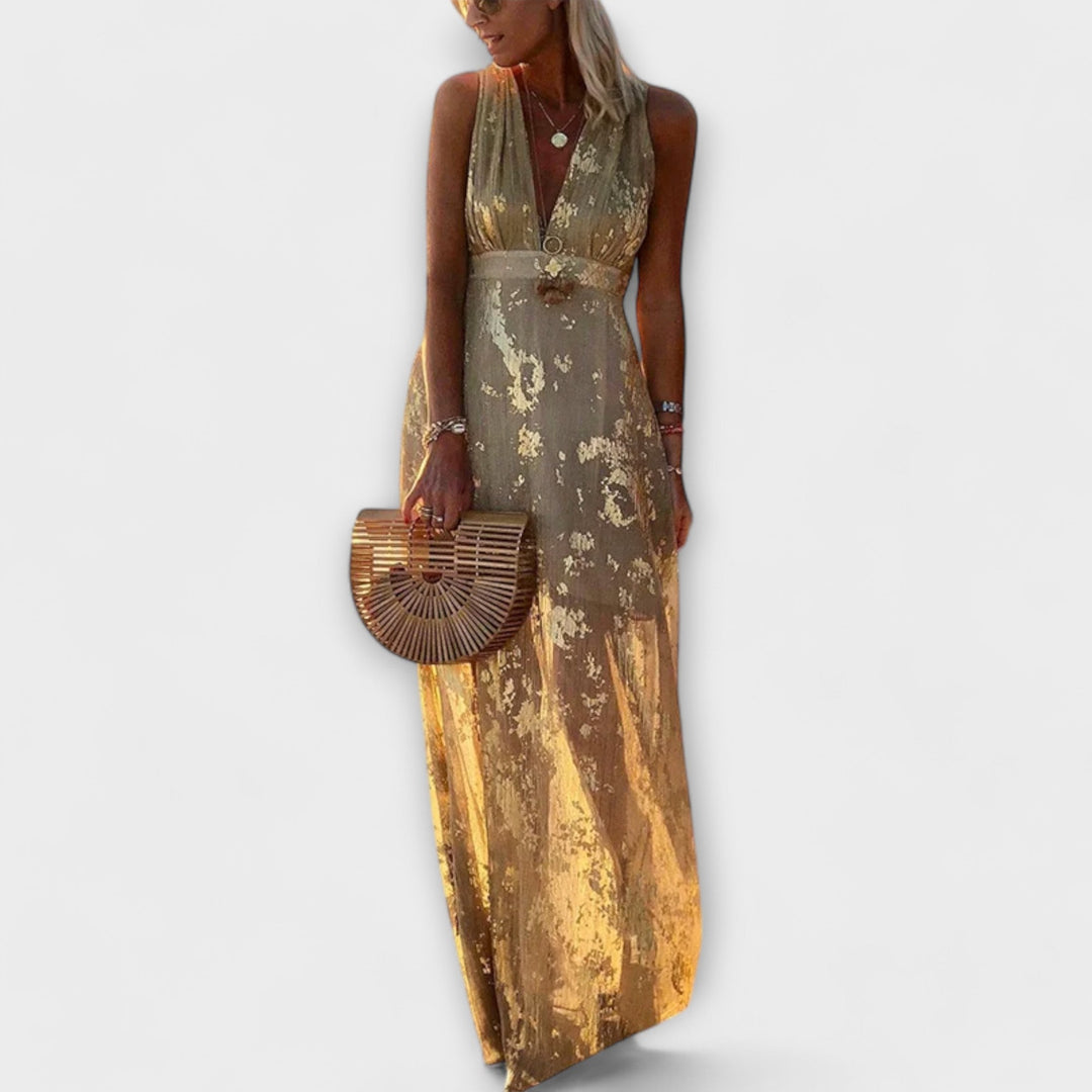 Elvíra | Maxi šaty s okázalými detaily a výstřihem do V