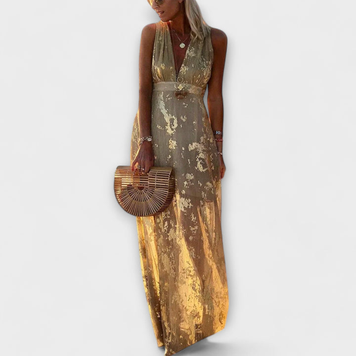 Elvíra | Maxi šaty s okázalými detaily a výstřihem do V