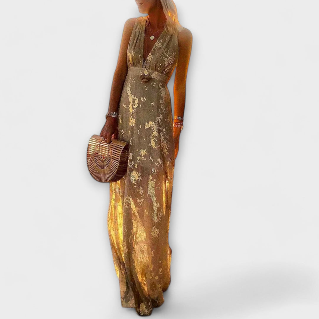 Elvíra | Maxi šaty s okázalými detaily a výstřihem do V