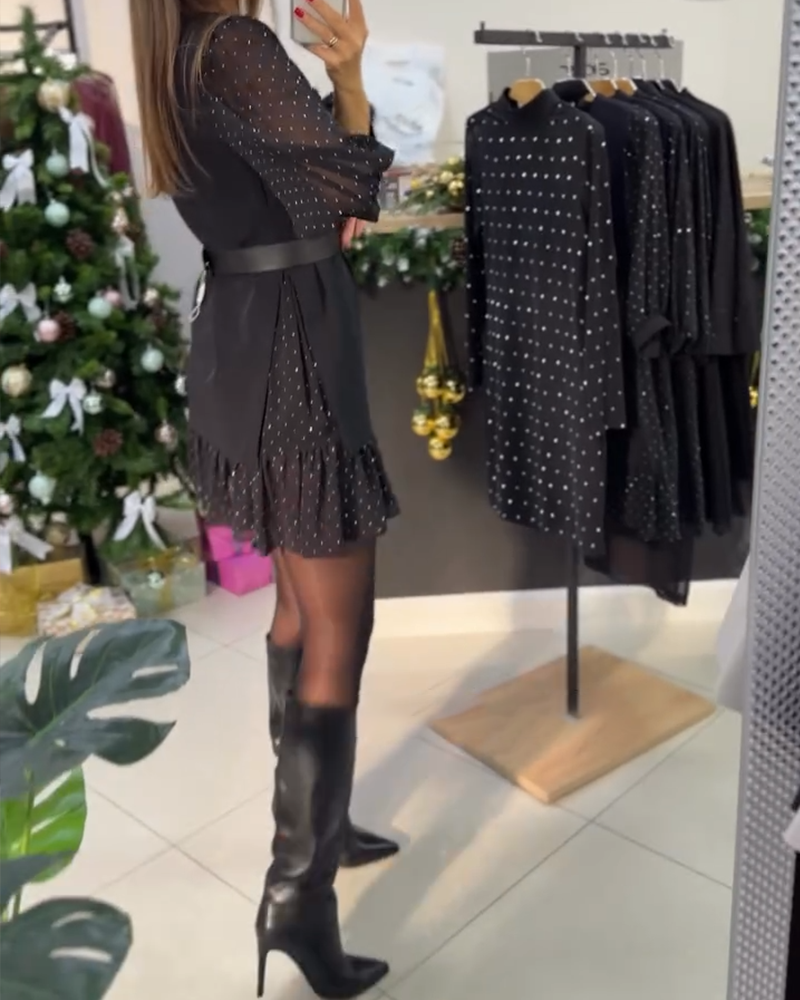 Stylové dámské patchworkové šaty s výstřihem do V