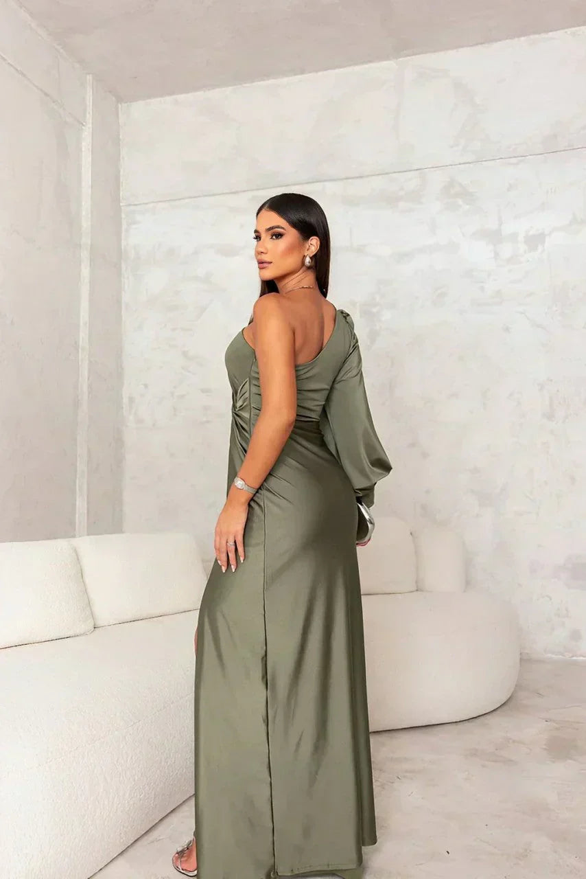 Magdalena – Elegantní maxi šaty na jedno rameno 